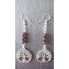 Tree of Life Gemstone Earrings 925 Sterling Silver Hooks Red