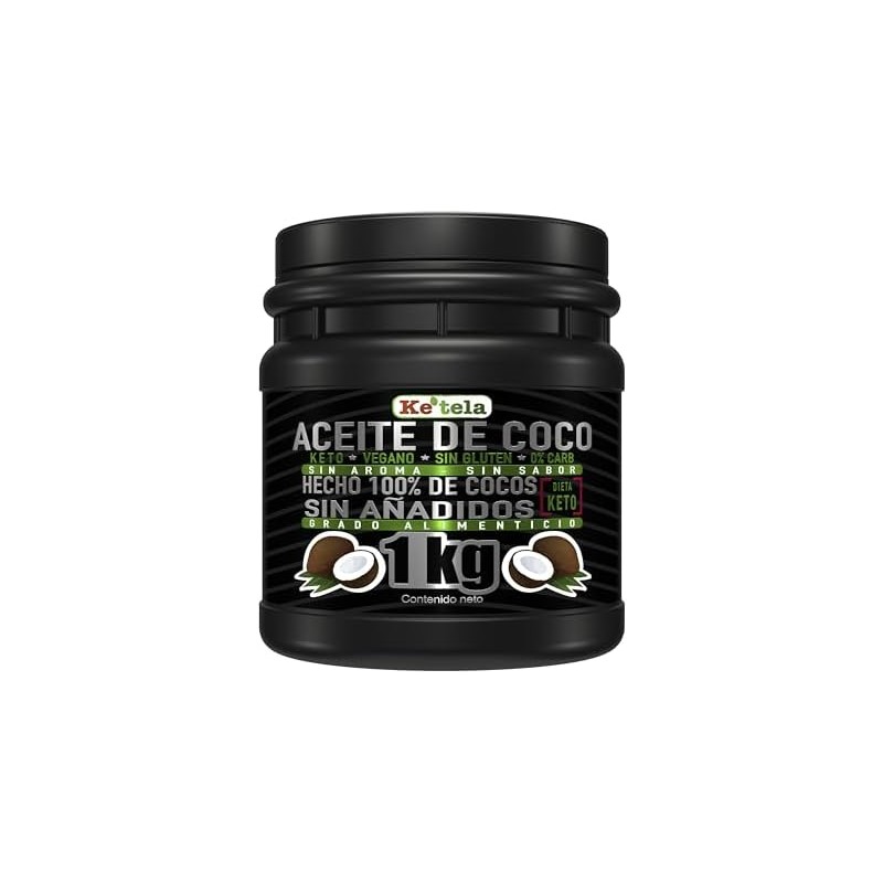 Aceite de Coco 1 Kilo, Kosher, Vegano, Keto, Marca Ke´tela