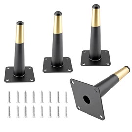 Seimneire 4pcs 6 Inch Furniture Legs, Straight Conical Metal Legs Matte Black Gold Mid-Century Style Furniture Feet for Sofa Cabinet Table Chair Cupboard Couch Ottoman Home DIY Projects