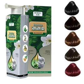 JISKG Beirou Bubble Plant Hair Dye Shampoo, Natural Plant Extract Non Damage Hair Dye for Grey Hair. (Black Teal)