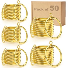 Curtain Rings Gold 50Pcs,Metal Curtain Rings with Eyelets, 1.5 inch Inner Diameter Drapery Rings Apply for Curtain Rods(Fits Up to 1 1/4-Inch Rod)
