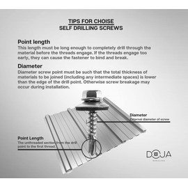 Doja Industrial Self-Tapping Screws 6.3 x 25 + Drill Socket M10 Pack of 100 Drilling Screws with Washer + 1 Hex Bit Socket Wrench Set Tapping Screws Body, Roof Sheet, Aluminium Sheet Metal