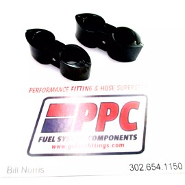 Performance Plumbing Components ALUMINUM BILLET DUAL HOSE SEPARATOR Profile Milled Polished Black 1/4" i.d. 2pk