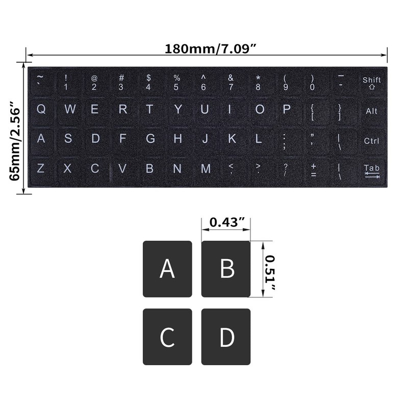 2PCS Universal English Keyboard Stickers with Tweezer, Keyboard Stickers Black