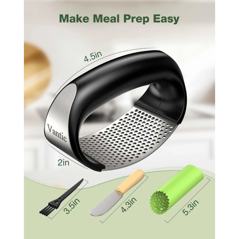 Vantic Garlic Press Rocker - Stainless Steel Crusher, Mincer and