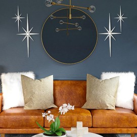 sxnzequnze Metal Rhinestone Octagonal Star Wall Decor Bling Diamonds Modern Rustic Style for Living Room Bedroom Kitchen Decoration Set of 4 （16.5 * 8.2inch/9.4 * 4.7inch） Silver