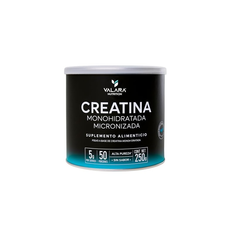 VALARA Creatina Monohidratada Máxima Pureza Sin Sabor Sin Azúcar (250gr)