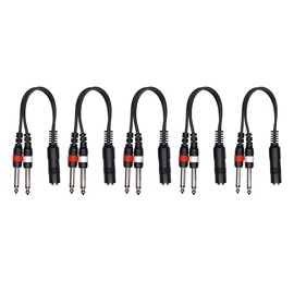 1/4 Inch Stereo TRS Female to 2 X 1/4 Inch Male Mono Y Splitter Break-Out Cable (5)