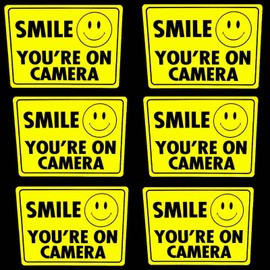 6 Smile Youre ON Security Camera Window Stickers Decal 3x4