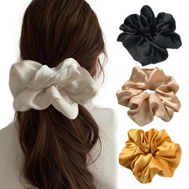 Satin Hair Bobbles Scrunchies Hair Scrunchies Soft Elastic Silk Hair Band, Hair Breakage and Anti-Wrinkle Ponytail Holder Hair Band Made of Silk for Women and Girls, Dark Yellow