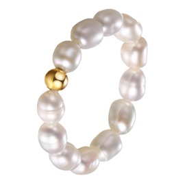 Cupimatch Baroque Pearl Ring for Women: Exquisite Elastic Women's Ring Freshwater Pearls Finger Bead Rings Gifts for Women Girls, Pearl
