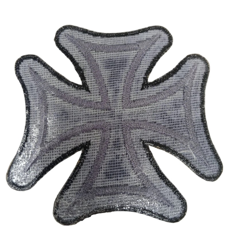 Iron Cross Embroidered Patch Black & Silver 3.5" Sew-On Jackets