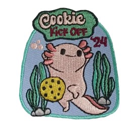 Girl COOKIE KICK OFF '24 Party Fun Patches Badges SCOUT GUIDE Selling Axolotl