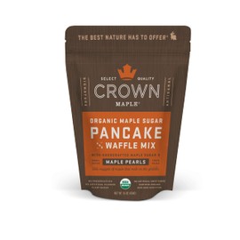 Crown Maple Organic Maple Sugar Pancake and Waffle Mix, 16oz, with Handcrafted Maple Sugar and Small-Batch Maple Pearls (Pack of 6)