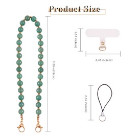 BEEFLYING Gemstone Wrist Straps for Phone Beaded Gemstone Charms Handmade Anti-lost Lanyard Rope for Cell Phone Hanging (Green Aventurine)