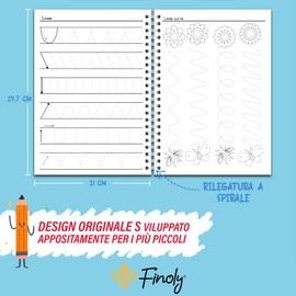 Finoly My First Book Graphotherapy - Children from 3 to 6 Years - Notebook Strokes and Prescriptions - Activities and Exercises Lines Shapes Labyrinths Drawings - Parenting (White)