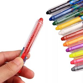 Lecute 12 Crayones Lapices Cera Pintura Maquillaje Colores Neon Disfraz Disfraces Fiesta Batucada Halloween Party Antro Concierto Carnaval Festival Cara Cuerpo Pintacaritas Brilla Luz UV Negra No Toxi