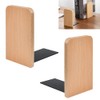 KARBAG Book Ends, 2 Pack Natural Bamboo Bookend Heavy Duty
