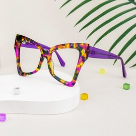 Zeelool Oversized Blue Light Glasses for Women Butterfly Eyeglasses Anti Blue Light Stylish Purple Eyewear JGA932737-06B