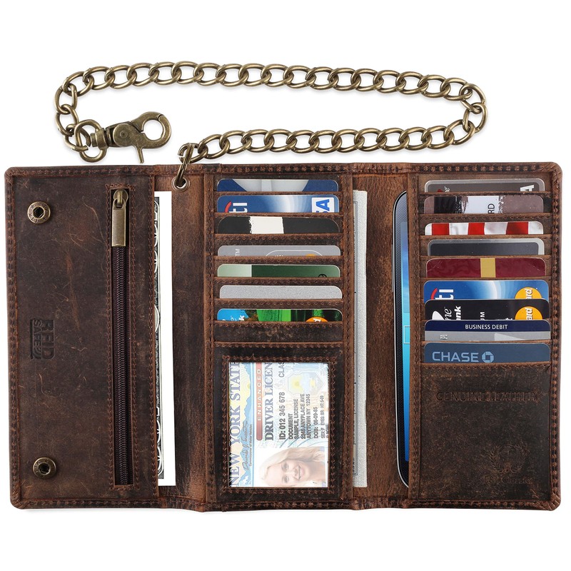 F&L CLASSIC F&L CLASSIC RFID Blocking Mens Tri-fold Long Style