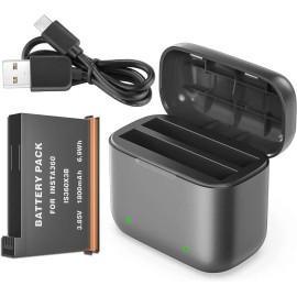 Unbranded Fast Charger Hub with Misro SD Card Slots & 1-Pack Battery for Insta 360 x3