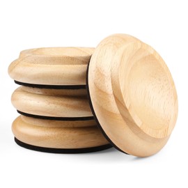 Premium Solid Wood Non-Slip Furniture Pads 4-Pack - Shock-Absorbing, Scratch-Proof Floor Protectors for Bed, Sofa, Chairs on Hardwood Floors & Carpets (Naturewood, Round)