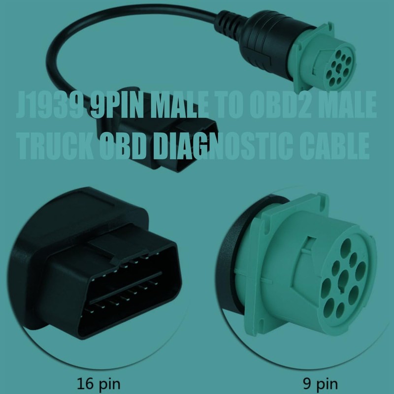 J1939 9Pin Male to OBD2 Male Cable-Heavy Duty Commercial Truck
