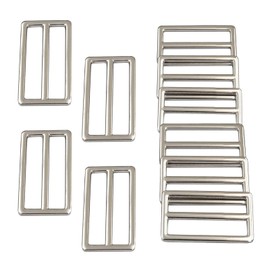 Zalizr 10 Pcs Flat Metal Slide Buckle 1.5 Inch / 38 MM, Zinc Alloy Tri-Glide Strap Adjusters for Webbing, Belt, Bag, Purse Making, DIY Leathercraft, (Silver)
