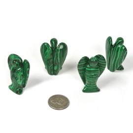 Justinstones Carved Synthetic Malachite Gemstone Peace Angel Pocket Guardian Angel Healing Statue 2 inch