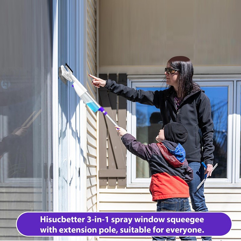 Spray Window Squeegee with 60" Extension Pole, Window Cleaning Squeegee
