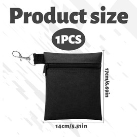 Watlikeup Golf Tee Pouch,1PCS Black Zipper Golf Ball Bag,Golf Tee Bag Pouch with 360° Rotatable Hook,Golf Valuables Pouch Storage for Valuables and Golf Accessories