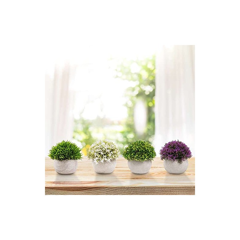 4 Macetas de Plantas Artificiales Decorativas Hogar,Pequeños Arbustos Artificiales de