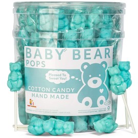 Blue Bear Pops Lollipop Suckers: Individually Wrapped Baby Bear Candy on a Stick by Espeez - Cotton Candy Bears (115 Count)