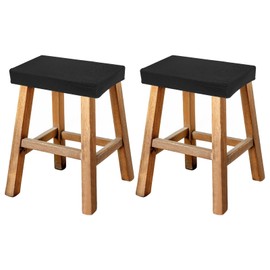 sourcing map Bar Stool Cover Rectangle, Stretch Washable Saddle Counter Vanity Barstool Slipcover Seat Cushion Protector with Elastic Band for Wooden Metal Bench Chair(Black, 2Pcs)