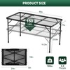 Folding Gril Table, 4x2 FT Camping Table with Mesh Desktop,Height