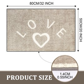 Indoor Door Mat 20"x32" Non-Slip Low-Profile Inside Floor Mat Front Door Absorbent Outdoor Indoor Entrance Mat Welcome Mat for Standing/Kitchen/Bedroom/Doorway(Love Patten)