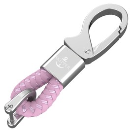 Skipper D-Clip Carabiner Keyring Imitation Leather Gift for Wife Husband Friend Keychain Car Boat Silver 8860, lightpink