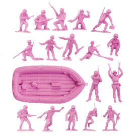 BMC Marx Recast WW2 US Marines Raft Paratrooper Figures PINK Plastic Army Men