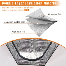 Windspeed Attic Stairs Insulation Cover with Zipper 54×25×11 in Attic Door Insulation Cover Double Layer Loft Fan Insulate Hood for Thermal Insulate Loft Access Door Opening