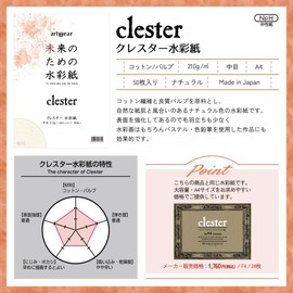 artgear Watercolor Paper for the Future, A4, 50 Sheets, Crester Watercolor Paper, 7.4 oz (210 g), Medium (agp007)