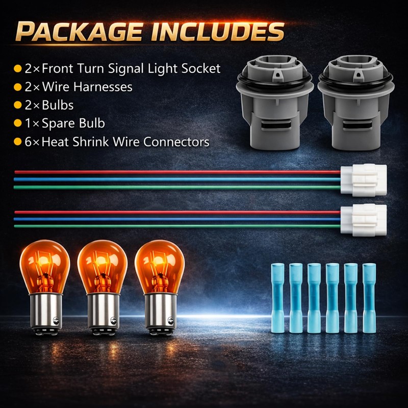 KPALAG 2-Pack Front Turn Signal Light Socket with Bulbs and