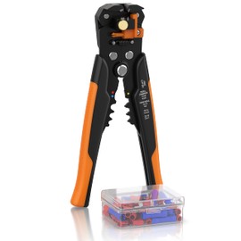 Brandson - Wire stripper - 10-24 AWG - self-adjusting - Cable cutter for stripping for cable diameters from 0.2-6mm² - Crimping tool crimping 0.5 – 6 mm2 - Box of 60 terminals