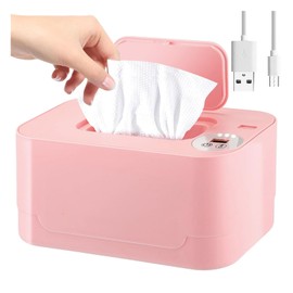 Calentador de Toallitas Humedas, Calentador de Toallitas con Ajuste de Temperatura, Pantalla de LED,Gran Capacidad, Calentador Toallitas Humedas para Bebés USB con Luz Rosa