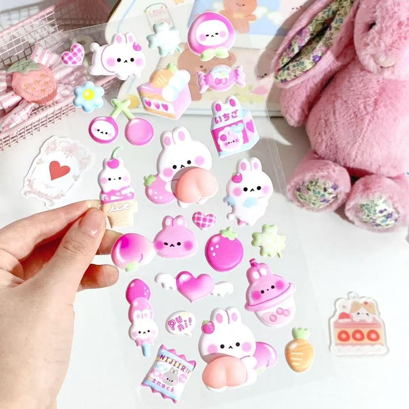 Loong Fluffy Butt Stickers Cute Puffy Character 3D Marshmallow Fluffy