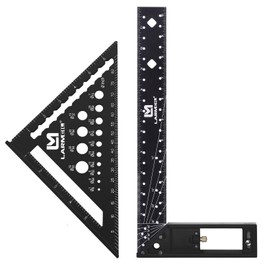 LARMEIL 12 Inch Framing Carpenter Square, Woodworking Square Ruler, Try Square Tool, L Square Ruler, Layout Tool, Right Angle Ruler with Retractable Ledge and Scribe Mark Pin