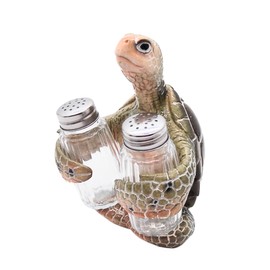 Turtle Salt and Pepper Set Holder, Nautical Décor, Shakers Included, 5.75 Inches