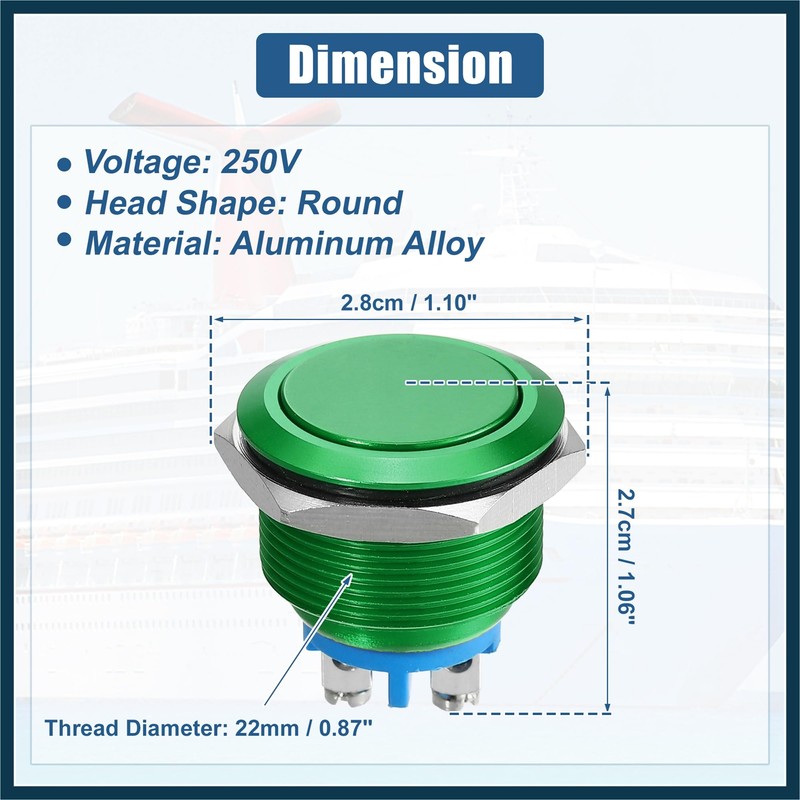 TUCKBOLD 22 mm Push Button Switch Start Button SPST 1NO
