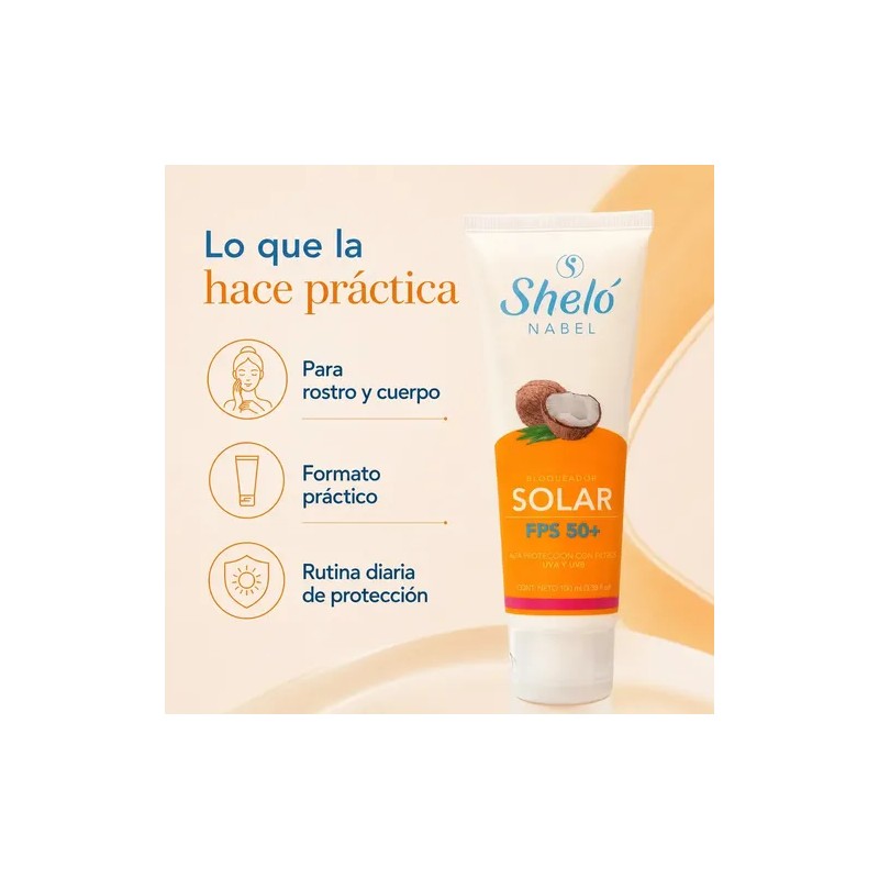 Protector Solar Sheló Fps 50+ Bloqueador Rayos Uv Natural