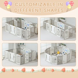 SINKIPA Baby Playpen, Kids Activity Centre Safety Play Yard, Foldable Play Pens for Babies and Toddlers with Game Panel and Safety Gate, Portable Indoor Outdoor Use