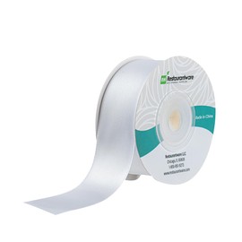 Gift Tek 10 Yards x 1 Inch Satin Ribbon, 10 Single Faced Fabric Ribbon - Wide, Vibrant, White Polyester Ribbons, Solid Colored, for Gift Wrapping, Crafts, Weddings, Parties - Restaurantware